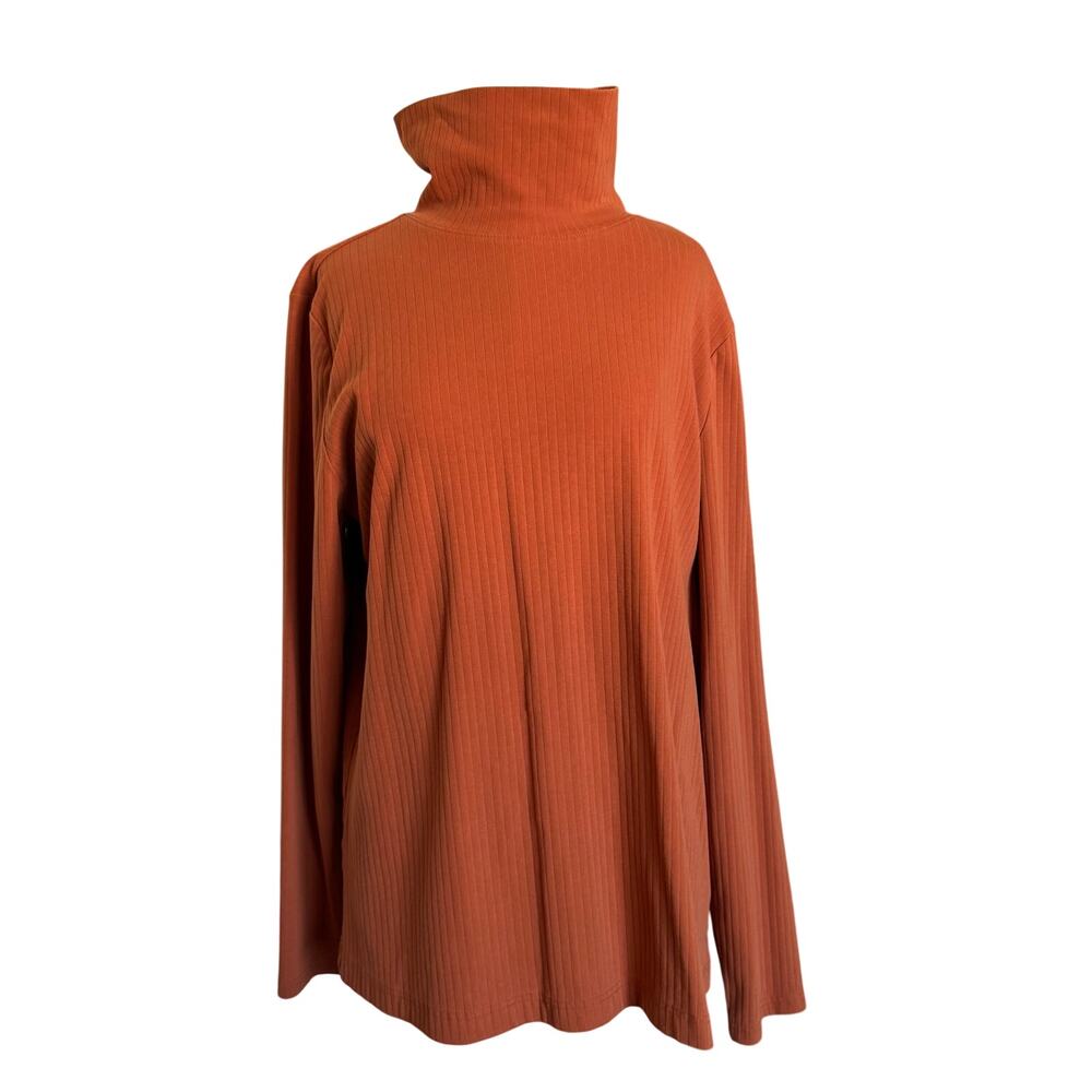 Duluth Trading Co. Top Womens Size XL Turtleneck Ribbed Pullover Orange 52823